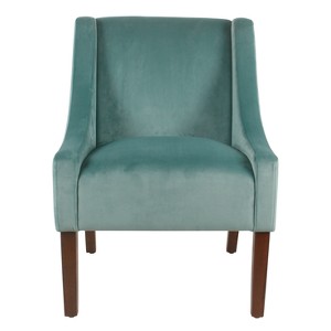 Modern Velvet Swoop Arm Accent Chair Aqua Blue - Homepop, Blue Blue