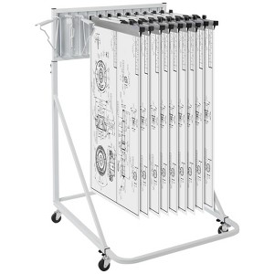 VEVOR Mobile Blueprint Storage Rack,Plan Holder with 12 Pivot Brackets,Mobile Blueprint Holder Adjustable Height & Length,(Rack Only Without Clamps) - 1 of 4