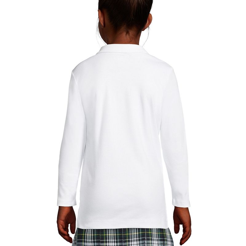 Lands' End School Uniform Kids Long Sleeve Feminine Fit Interlock Polo Shirt, 4 of 6