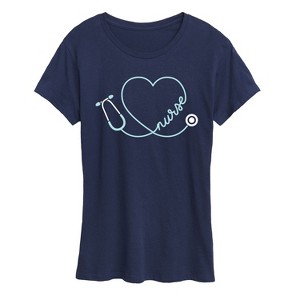 Women's - Instant Message - Nurse Heart Stethoscope Short Sleeve Graphic T-Shirt - 1 of 4