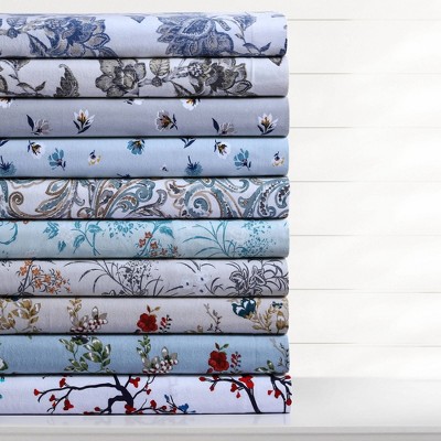 Queen Deep Red Cotton Flannel Tree Print Duvet Cover Set