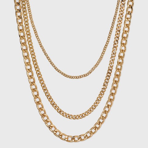 Gold Triple Layer Necklace, Delicate Necklaces, Gold Filled