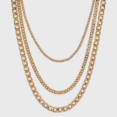 3 chain online necklace gold