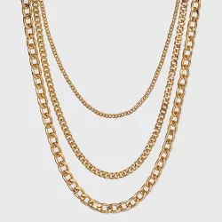 16" Layered Curb Chain Necklace - A New Day™ Gold