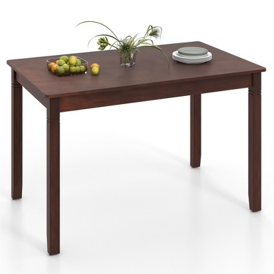 Tangkula 48" Wooden Dining Table for 4 People w/ Rubber Wood Legs Rectangular Table Cherry