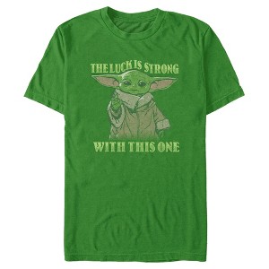 Men's Star Wars The Mandalorian Grogu St. Patrick's Day The Luck is Strong With This One T-Shirt - 1 of 4