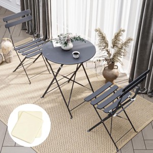 SEVOBAL 3-Piece Set Folding Bistro Table and Chairs Weather Resistant Conversation for Bistro Balcony Porch Yard Garden Indoor, Gray, 38.3"*24"*6.7" - 1 of 4