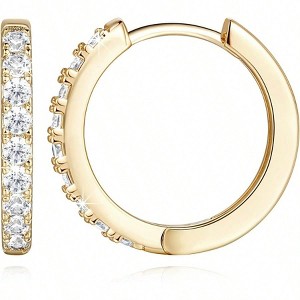 Gold Hoop Earrings for Women, Hypoallergenic, Lightweight, Small Huggie with Cubic 12 - 30mm - 1 of 4