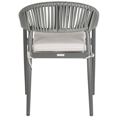 Greer Gray Aluminum Rope Dining Chair with Cushions