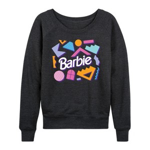 Women's - Barbie - Retro Shapes Lightweight French Terry Wide Neck Long Sleeve Shirt - 1 of 4