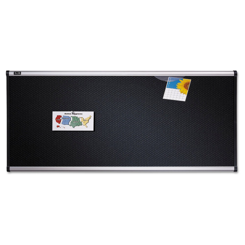 Quartet Embossed Bulletin Board, Hi-Density Foam, 36 x 24, Black, Aluminum Frame