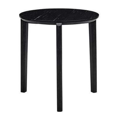 Maliang Modern And Stylish 24 Inch Round Small Coffee Table, Imitation Marble Tabletop With Solid Wood Legs, Fits Living Room, Office, Home