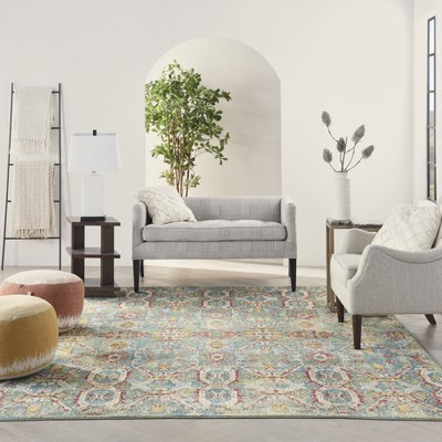 Turquoise Multicolor 8' x 10' Medallion Synthetic Area Rug