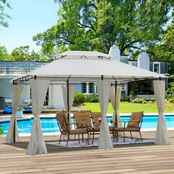 13x10ft Outdoor Patio Gazebo Canopy with Ventilated Double Roof And Mosquito net - Maison Boucle