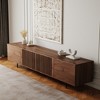 Luck Live Mid-Century Modern TV Stands 94.48"  Consoles,up to100'' Media Centerw/ Cabinets & wood Doors&Metal Frame,Walnut-colored - 2 of 4
