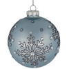 Northlight Mirror Glittered Snowflakes Christmas Glas Ball Ornaments - 4" - Steel Blue - Set of 2 - 3 of 4