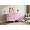 Pink Dresser, Modern 3 Drawer Wooden Chest for Bedroom with Gold Handles, Large Storage Organizer Cabinet and Double Chest of Drawers - 4 of 4