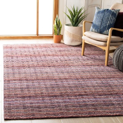 Handmade Red and Purple Wool Rectangular Area Rug 4' x 6'