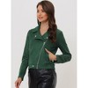 INSPIRE CHIC Women's Zip Up Faux Suede Biker Moto Jacket - 2 of 4