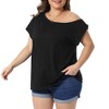 Women's Plus Size One Shoulder Short Sleeve Casual Summer Basic Blouses - Agnes Orinda - 2 of 4