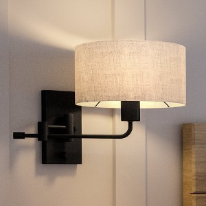 Urban Ambiance Luxury Transitional Wall Sconce 11.75''H x 10''W,  Midnight Black Finish,  Emerald Collection, UHP4132 - 1 of 4
