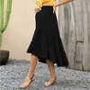 BLUEMING Maternity Skirts Floral High Low Hemline Dress Elastic Waist High Rise Tiered Maxi Skirts Flounce Long Skirts - 3 of 4