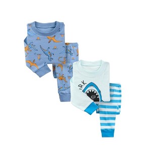 BenBen Blue Dinosaurs/Sharks 2 pack Kids Pajamas - 1 of 4
