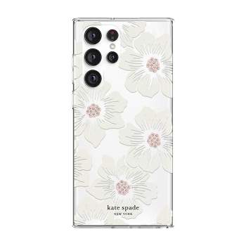 Kate Spade New York Samsung Galaxy S22 Ultra Protective Hardshell Phone Case - Hollyhock Floral with Stones