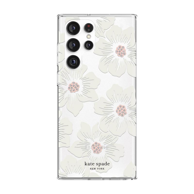 Kate Spade New York Samsung Galaxy S22 Ultra Protective Hardshell Phone Case - Hollyhock Floral with Stones, 1 of 7