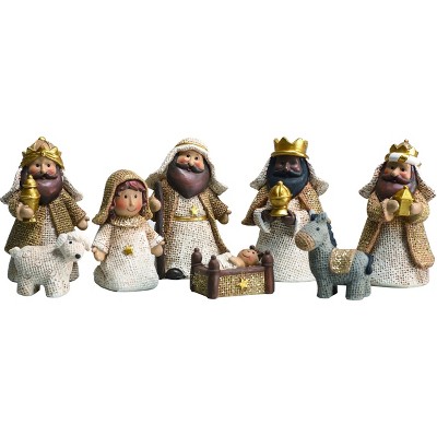 Transpac Resin 5 in. Multicolor Christmas Look Baby Nativity Set of 8