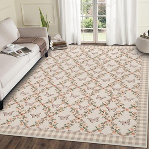 Coucheta Floral Runner Rug, Machine Washable Non-Slip Low Pile, Boho Print Area Rug for Hallway Kitchen Bedroom, Multiple Sizes & Colors - 1 of 4