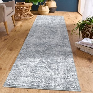 Washable Rugs for Living Room Vintage Geometric Area Rug Farmhouse Non-Slip Low Pile Carpet Home Decor - 1 of 4