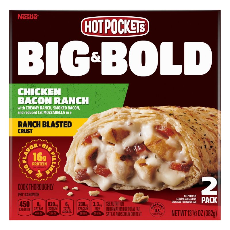 Hot Pockets Frozen Big &#38; Bold Chicken Bacon Ranch - 13.5oz, 1 of 6