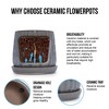 NAYSAYE Planter Set of 2 Ceramic Flowerpot Sleek Glossy Design for Indoor Outdoor Garden, Gray, 7.88"*7.88"*7.09" - 2 of 4