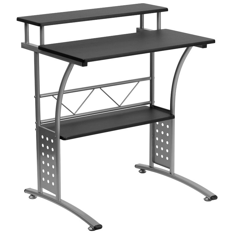 Emma and Oliver Computer Desk with Top and Lower Storage Shelves, 1 of 5