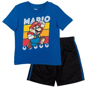 SUPER MARIO Nintendo Yoshi Mario T-Shirt and Mesh Shorts Outfit Set Toddler - 1 of 4