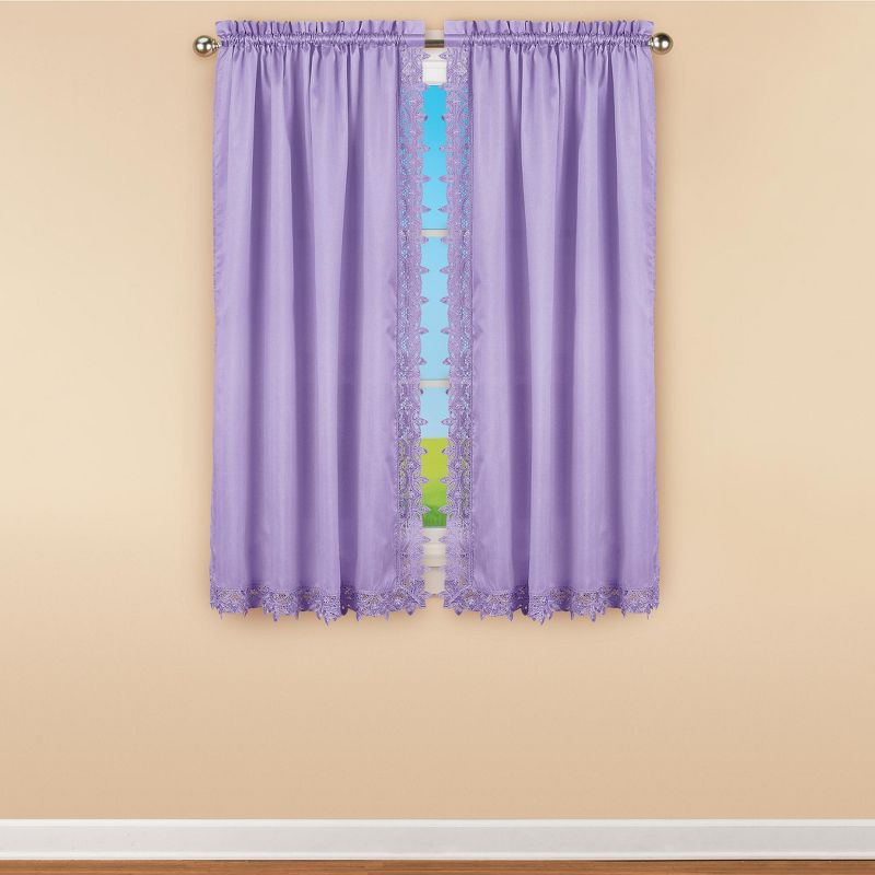 Collections Etc Elegant Lace Trim Curtains, 2 of 5