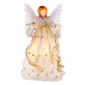 Kurt Adler 14-Inch Ivory and Gold Fiber Optic Animated Angel Tree Topper - 1 of 4