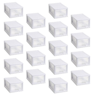 Sterilite 20518006 Stackable Small Drawer White Frame See