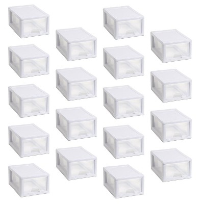 Sterilite 20518006 Stackable Small Drawer White Frame & See-Through (18 Pack)