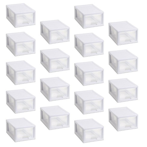 Sterilite 20518006 Stackable Small Drawer White Frame See