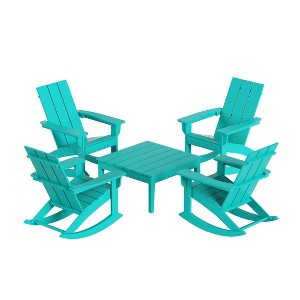WestinTrends 5-Piece Modern Adirondack Outdoor Rocking Chair with Side Table Set - 1 of 2