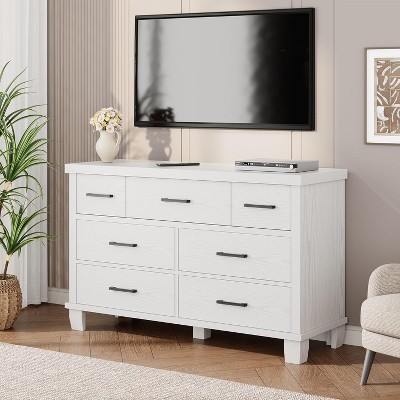 7-Drawer Dresser with Metal Handles, Modern Chest of Drawers for Bedroom, Living Room