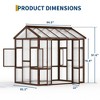 coucheta 6X8 ft Wooden Greenhouse for Outdoor - Walk-in Heavy Duty Green House Kit with 6mm Polycarbonate, Ventilated Window & Lockable Door - 2 of 4