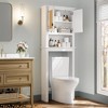 White 63" Tall Over The Toilet Storage Cabinet, Farmhouse Bathroom Cabinet with Adjustable Shelf, Space-Saving Toilet Rack - 4 of 4