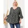 Agnes Orinda Women's Plus Size Babydoll Peplum High Low Hem V Neck 3/4 Sleeve Trendy Tops - 4 of 4