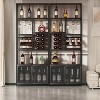 FONTOI Wine Racks, Rustic Wine Rack with Drawer, Storage Shelves, Glass Holder for Liquor and Glasses, Kitchen, Bar, Black, 31.5"*11.81"*82.68" - 3 of 4