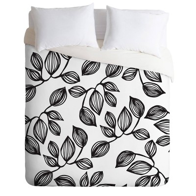 King Julia Da Rocha The Leaves Comforter Set Black/White - Deny Designs