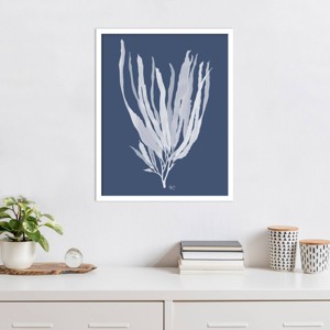 Amanti Art Seaweed 1 White on Indigo Blue by Fab Funky Wood Framed Wall Art Print - 1 of 4