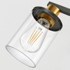 DORESshop 4-Light /6-LightBlack and Gold Vanity Light with Clear Cylinder Glass Shades, Square Plate and Rod Design, E26 Sockets - 3 of 4